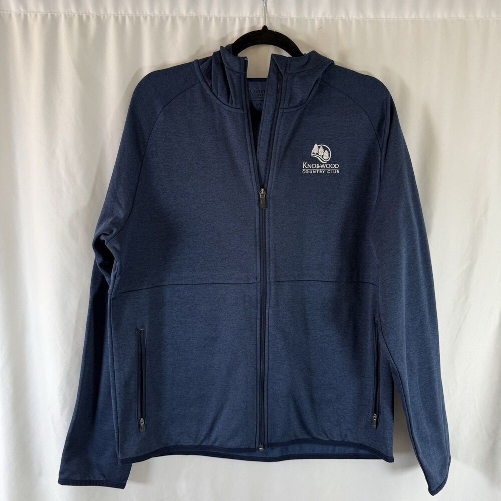 Columbia Golf Knollwood Country Club Jacket Men's Large Blue Fleece Lined Hooded